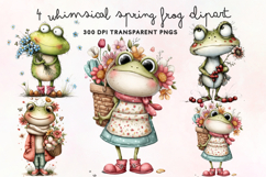 Whimsical Spring Frog Clipart PNG Product Image 1