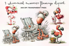 Whimsical Summer Flamingo Clipart PNG Product Image 1