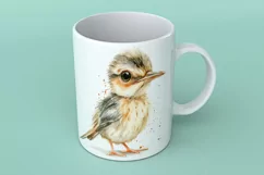 Cute Woodcock Bird Baby Watercolor Handmade illustration Product Image 1