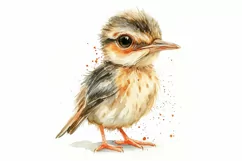 Cute Woodcock Bird Baby Watercolor Handmade illustration Product Image 3