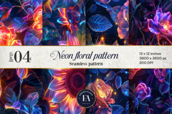 Neon Floral Digital Papers, neon tropical paper Product Image 1