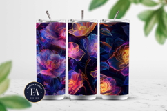 Neon Floral Digital Papers, neon tropical paper Product Image 2