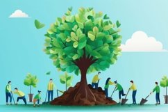 Nature With People Background Wallpaper Product Image 1