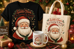 Santa Claus Is Coming to Town PNG | Vintage Christmas Santa Product Image 1