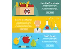 GMO products banner horizontal set, flat style Product Image 1