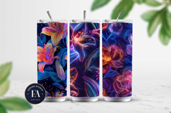 Neon Floral Digital Papers, neon tropical paper Product Image 2