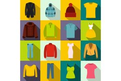 Clothes icons set, flat style Product Image 1
