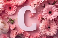Letter C with Pink Flowers Background Wallpaper Product Image 1