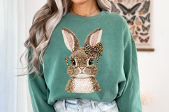 Easter Bunny png, Leopard Print Knit Bunny with Glasses png Product Image 8