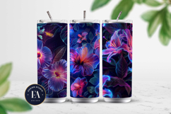 Neon Floral Digital Papers, neon tropical paper Product Image 2