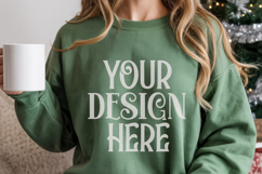 Christmas Gildan 18000 Military Green Crewneck Sweatshirt Mo Product Image 1