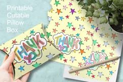 Thank You Pillow Favor Box with Holes and Stars Pattern Product Image 1