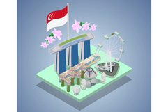 Singapore concept banner, isometric style Product Image 1