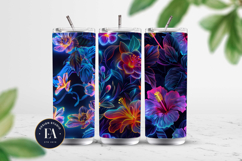 Neon Floral Digital Papers, neon tropical paper Product Image 2