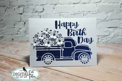 3D Pop-up Birthday day card svg Car with flowers card svg Product Image 2