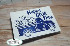 3D Pop-up Birthday day card svg Car with flowers card svg Product Image 3