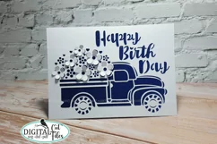 3D Pop-up Birthday day card svg Car with flowers card svg Product Image 5