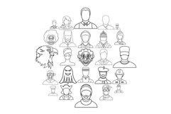 Personification icons set, outline style Product Image 1