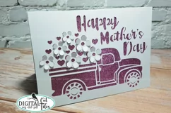 3D Pop-up Mothers day card svg Car with flowers card svg Product Image 1