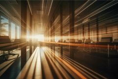 Modern office space bathed in golden sunset rays Product Image 1