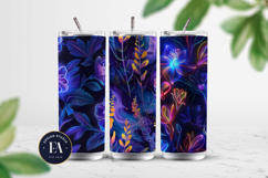 Neon Floral Digital Papers, neon tropical paper Product Image 2