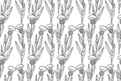 Line art botanical floral seamless pattern with plants Product Image 1
