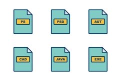 Set Of File Formats Icons Product Image 1