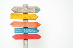 Wooden post with colored directional signs Product Image 1