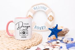 Mug Mockup 11 Oz Blank White Coffee Cup Pink Handle Summer Product Image 1
