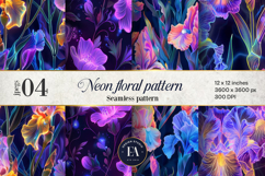 Neon Floral Digital Papers, neon tropical paper Product Image 1