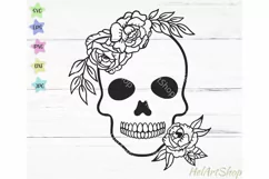 Floral skull svg file, Flower skull svg, Halloween svg Product Image 1