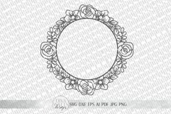 Floral Rose Monogram Wreath SVG | Farmhouse Sign SVG | dxf Product Image 2