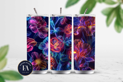 Neon Floral Digital Papers, neon tropical paper Product Image 2
