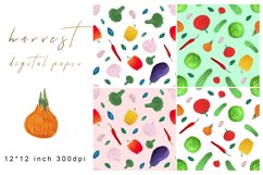 Harvest Digital Paper.Vegetables Seamless Patterns Product Image 1