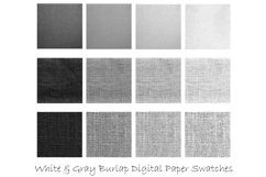 White &amp; Gray Burlap Digital Paper - Burlap Backgrounds Product Image 2