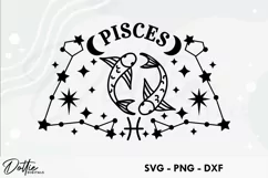 Pisces SVG DXF PNG Fish Zodiac Star Sign Product Image 1