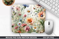 Flowers Mouse Pad Sublimation, Spring Mouse Pad PNG Design Product Image 1