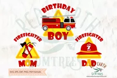 Fireman birthday theme, firefighter in SVG,DXF,PNG,EPS,PDF Product Image 1
