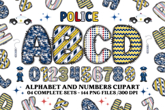 POLICE Alphabet &amp; Numbers Clipart Classroom PNG Bundle Product Image 1
