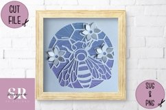 3D Floral Bee honeycomb| Paper cutting | Bee SVG Product Image 1