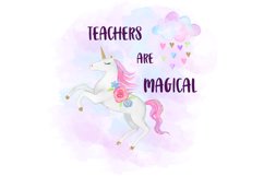 Teachers Are Magical, Watercolor Unicorn Clipart Product Image 1