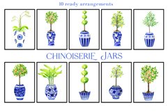 Chinoiserie Blue Jars. Watercolor Clipart Product Image 3