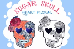 Sugar Skull Heart Floral SVG & Sublimation Files Product Image 1