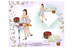 Sweet Kitchen Clip Art Girl Cooking Fashion Illustration Pla Product Image 2