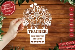 Papercut Thank You Teacher Flower Pot | Sunflowers | SVG Product Image 3