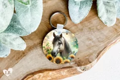 Horse Keychain Sublimation, Sunflower Key Ring PNG, Fey Fob Product Image 2