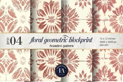 Rustic Retro Floral Block Print | Geometric Floral Pattern Product Image 1