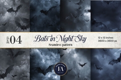Bats Night Sky Pattern, Dark Gothic Bat Seamless Paper Product Image 1