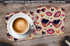 Valentine Coaster Sublimation, Valentine Coaster PNG Design Product Image 1