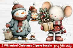 2 Whimsical Christmas Clipart | Cute Festive Holiday PNG Product Image 1